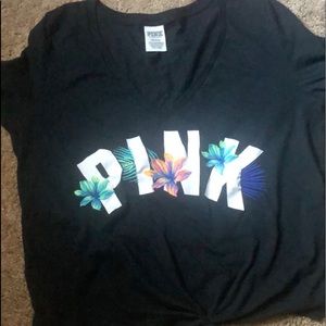 PINK v neck crop top